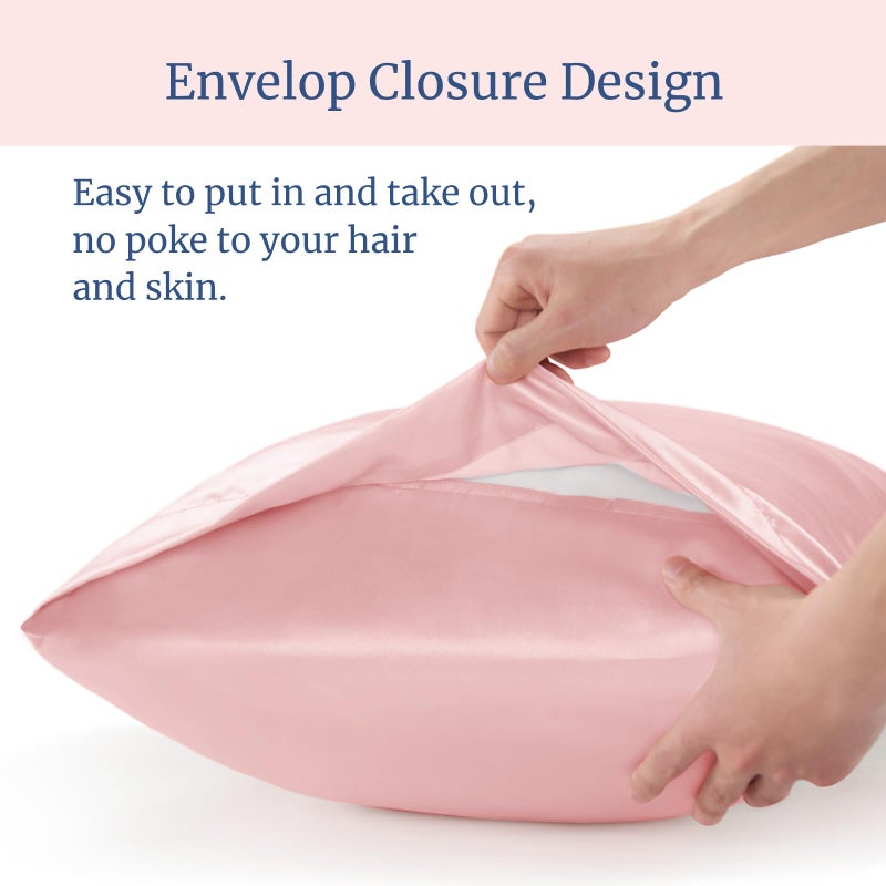 BEDELITE Satin Body Pillow Cover, Super Soft and Cooling Body Pillow Pillowcase for Hair and Skin, Breathable Silky Full Long Pillowcase Cover(20"x54", Pink) - Image 4